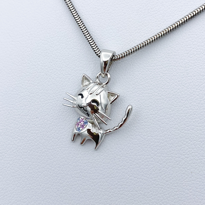 Stříbrný přívěsek KOČKA s barevnými zirkony